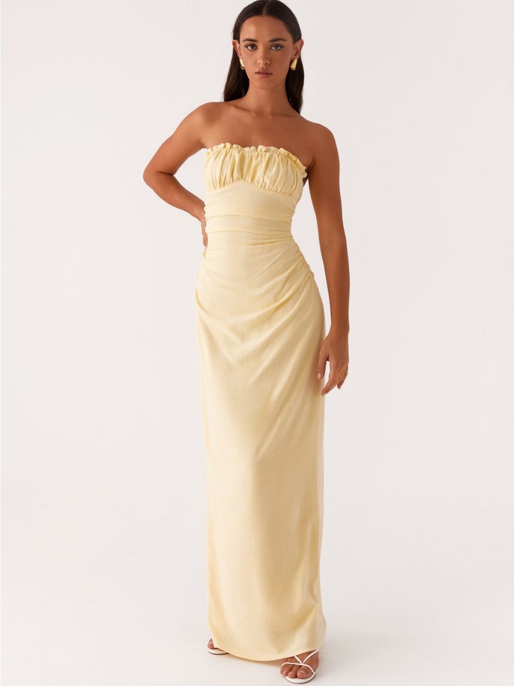 NWT Peppermayo Xens Gathered Maxi Dress Yellow
